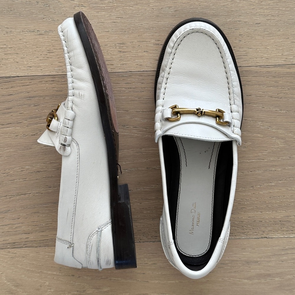 White leather loafers by Massimo Dutti Premium (worn once)